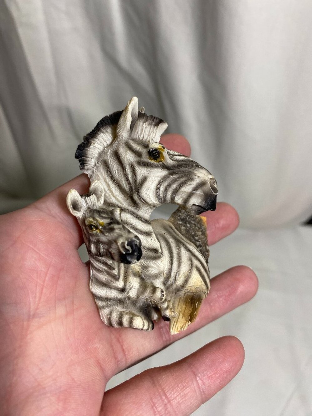 Vintage Zebra Mare & Foal Small Wall Plaque Figurine Resin Safari Animal Decor